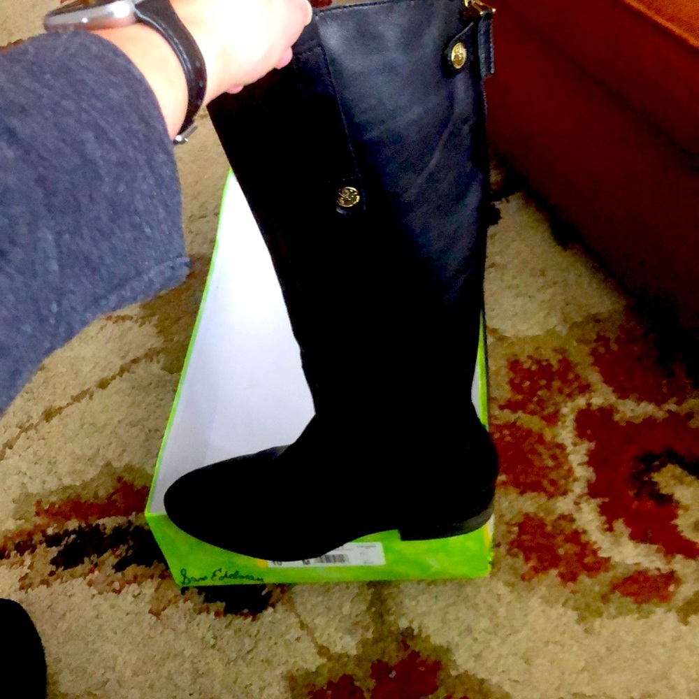 Black wide calf boots